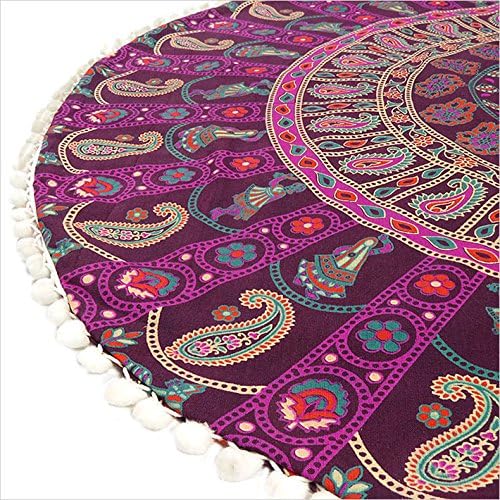 Eyes of India - 32" Purple Burgundy Floor Meditation Pillow Cushion Seating Throw Cover Mandala Hippie Round Colorful Decorative Bohemian Accent Boho Chic Dog Bed Indian Handmade Cover ONLY