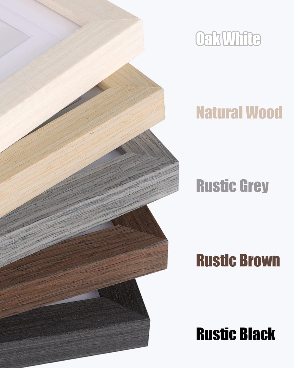 Egofine 9x12 Picture Frames Set of 4, Made of Solid Wood Covered by Plexiglass 5x7 and 6x8 with Mat or 9x12 without Mat, for Table Top Display and Wall Mounting Photo Frame Oak Wood