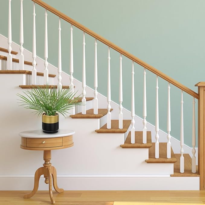 Hollyone Large Artificial Potted Plants Fake Palm Plants 13" Faux Tropical Palm Plant Tree in Gold and Black Metal Pots for Home Room Office House Indoor Decoration