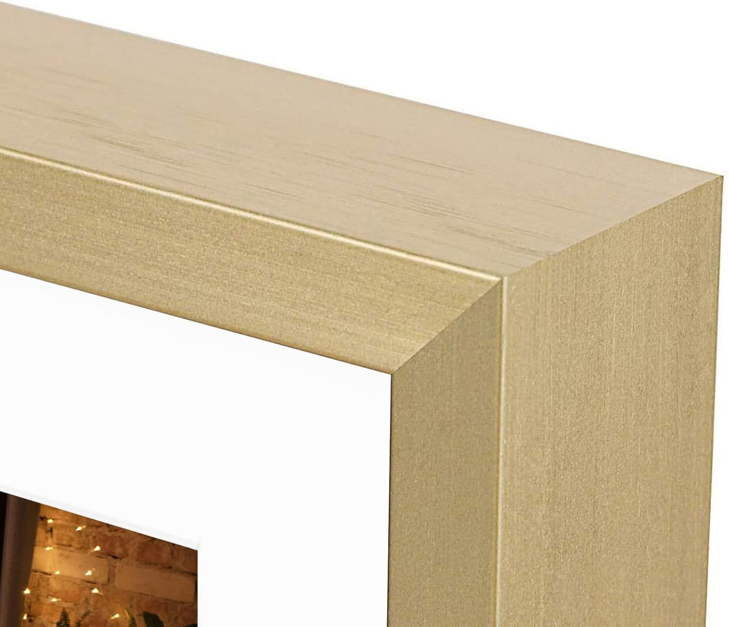 Frametory - 8.5x16.3 Aluminum Collage Picture Frame - Display 5x7 Pictures with 3 Openings Mat - Real Glass Front - Horizontal/Vertical Wall Mount - Gold 1 Pack