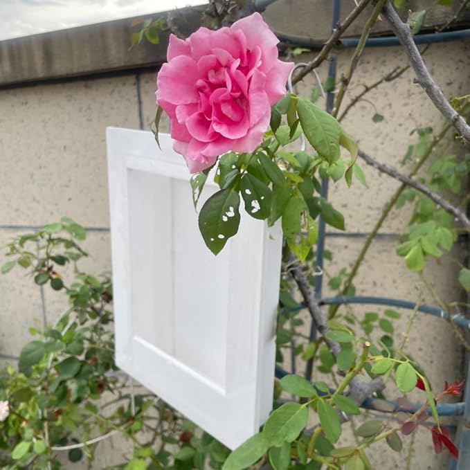 Rustic Wall Planter Frame–Handmade Whitewashed Wood Hanging Planter Box for Artificial Flowers, Succulents, Small Plants or Herbs, Farmhouse Indoor Garden Wall Decor(White)