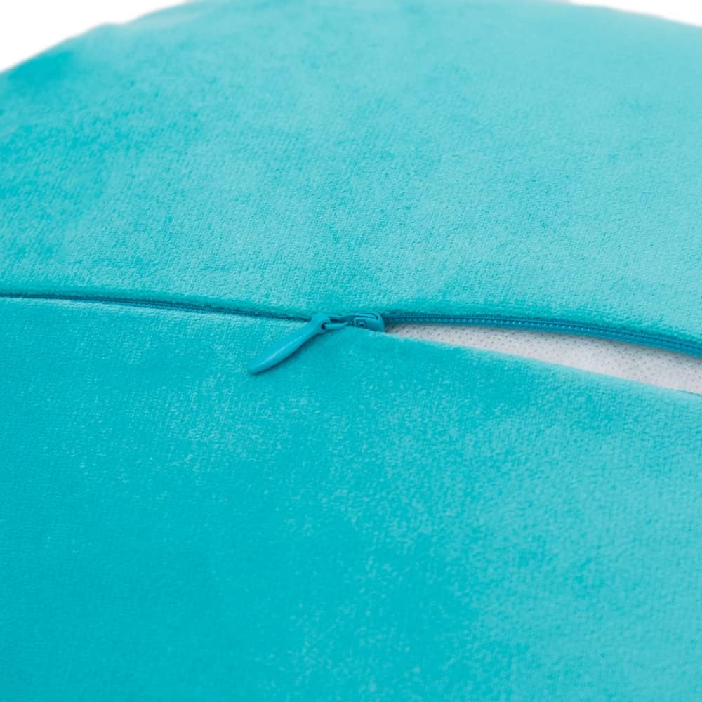 Decorative Throw Pillow 3D Flower Round Pillow Accent Handmade Cushion with Insert for Couch Bed Home Decor 12 Inch Teal