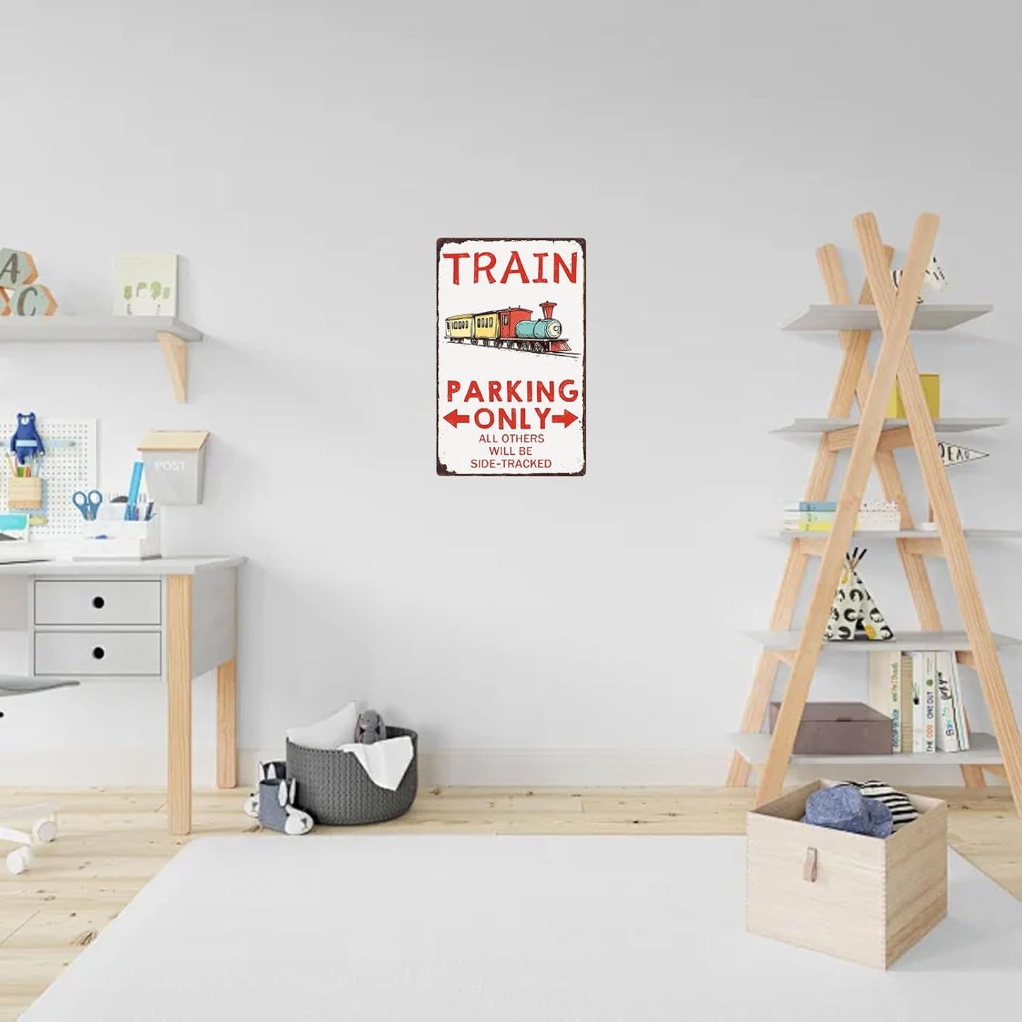 Funny Train Parking Only All Others Will Be Side Tracked Metal Sign Railroad Crossing Tin Sign Wall Decor for Boys Room Garage Men Cave 12×8 Inch