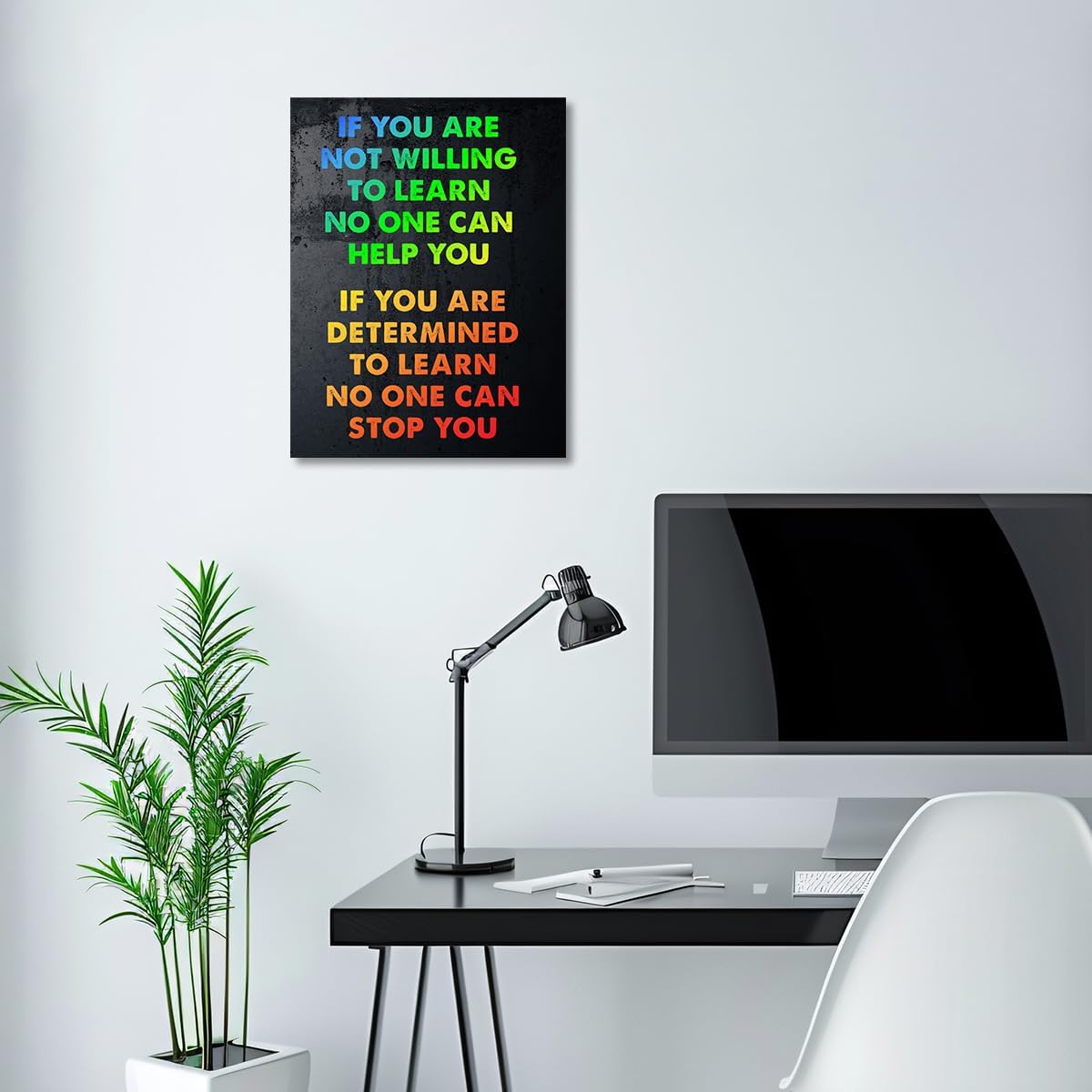 Gwisml If You Are Not Willing To Learn Wall Decor,Inspirational Quotes Canvas Frame Paintings For Office Home Workplace Wall Art Decor