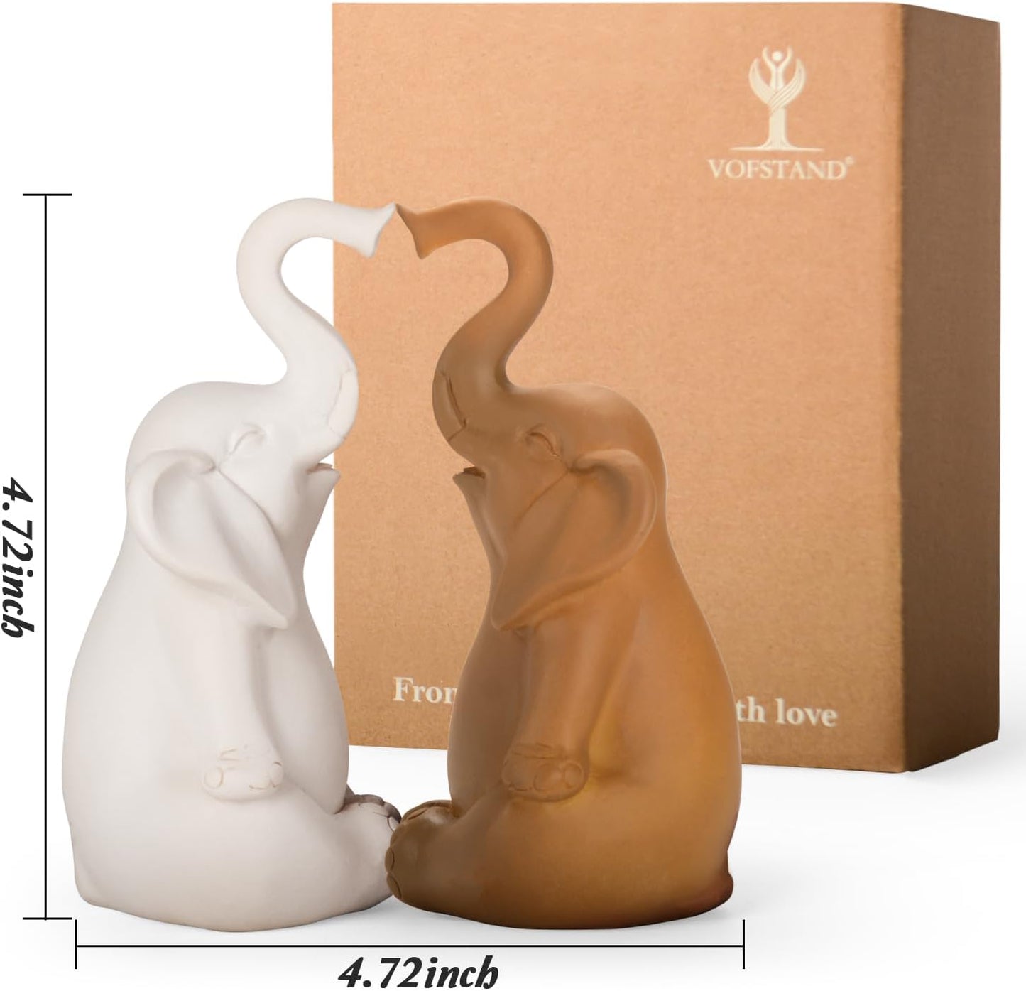 Loving Pair of Elephants, Handcrafted Resin Home Decor Statue Figurine Set, Lucky Gift for Women,Mon,Family, Couples & Elephant Lovers