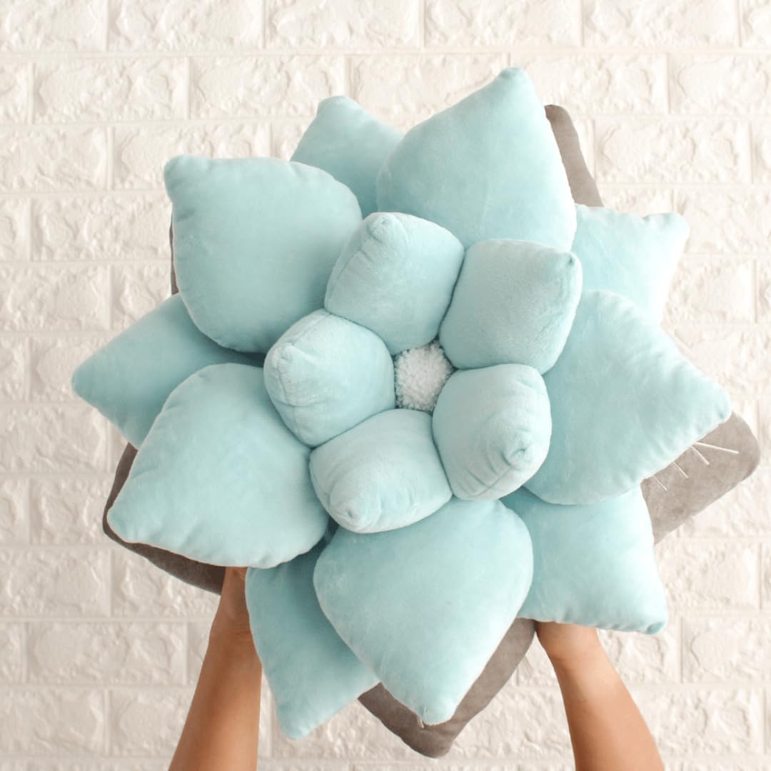 Green Philosophy Co. Poinsettia Pillow - Frost Blue