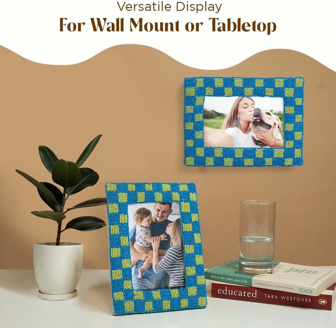 Folkulture Picture Frames for Wall Décor | (4 x 6) Photo Frame with Plexiglass | Vertical and Horizontal Formats Picture Frames | Wall Hanging or Tabletop Boho Picture Frame