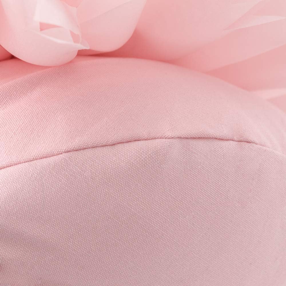 Cute Pink Flower Pillow Decorative Round Throw Pillows Handmade 3D Daisy Floral Accent Pillowcases Soft Cushion for Bed Couch Chair Car Bedroom Living Room Home Decor Unique Gifts 12 Inch