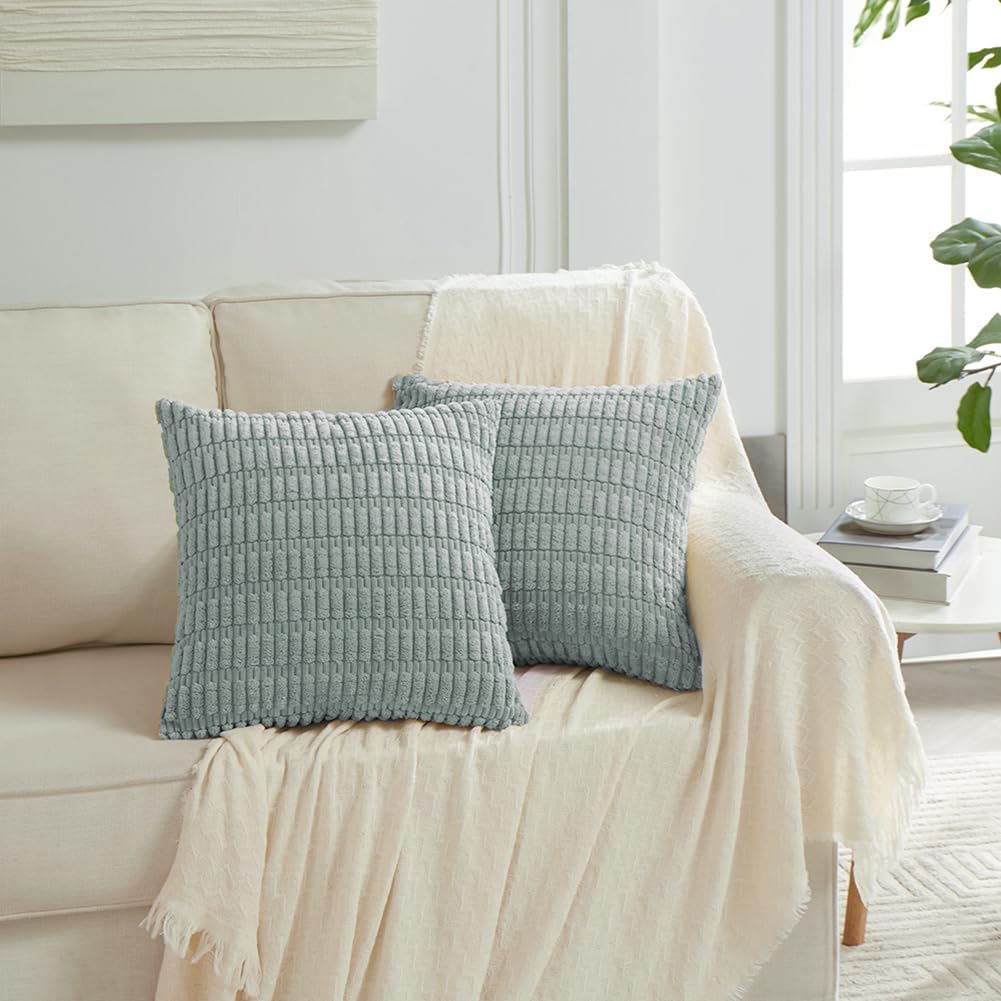 Fancy Homi 4 Packs Decorative Throw Pillow Covers for Living Room Couch Bed, Modern Farmhouse Boho Home Decor, Accent Cushion Case (14 x 14 Inch, Grey Blue)