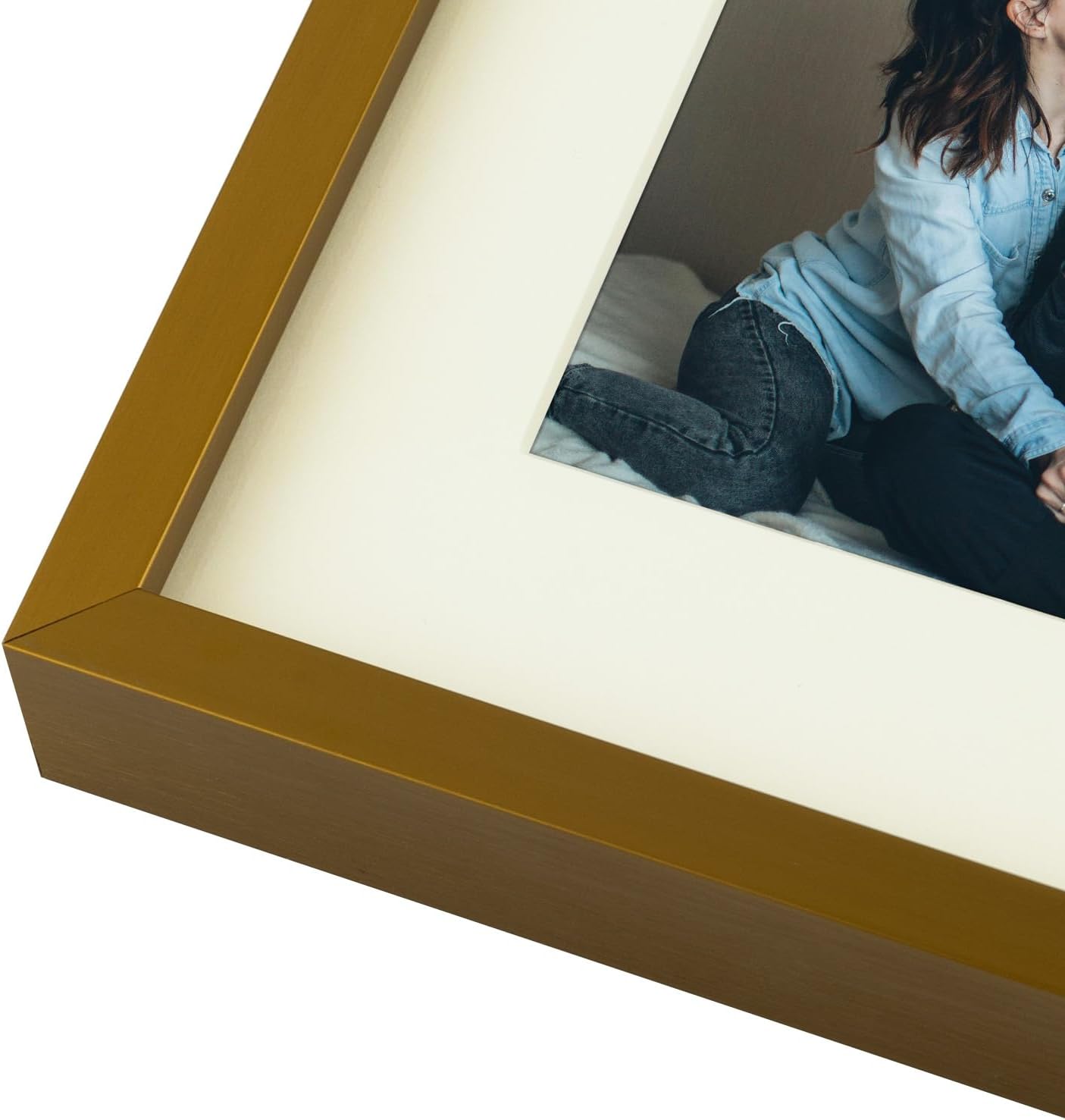 Frametory - 16x16 Aluminum Collage Picture Frame - Display 4x4 Pictures with 9 Openings Mat - Real Glass Front - Horizontal/Vertical Wall Mount - Bronze 1 Pack