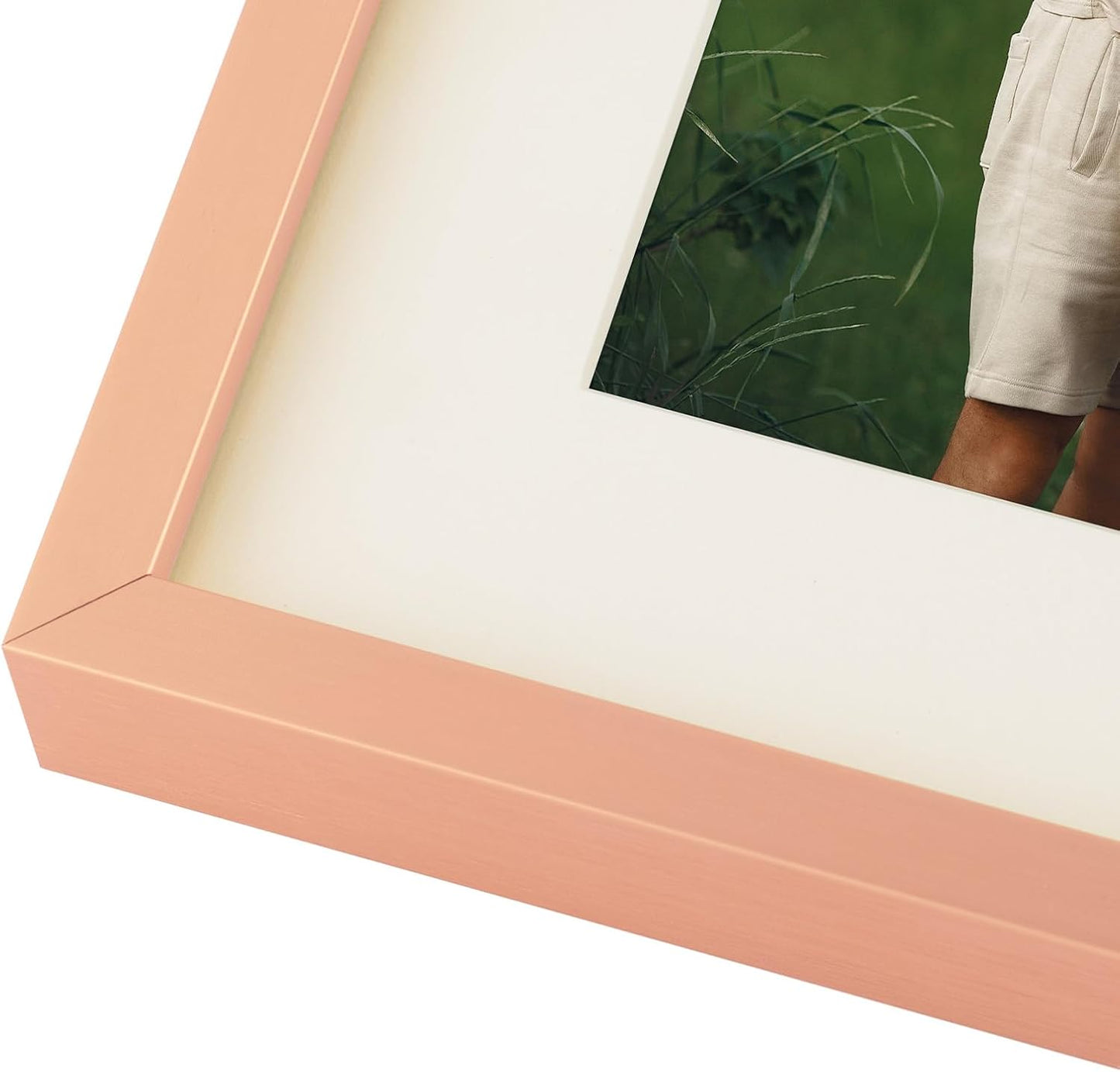 Frametory - 12x19 Aluminum Collage Picture Frame - Display 8x10 Pictures with 2 Openings Mat - Real Glass Front - Horizontal/Vertical Wall Mount - Rose Gold 1 Pack