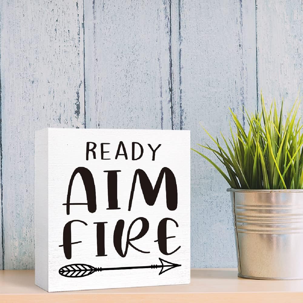 Funny Wood Sign - Aim Fire, Farmhouse Bathroom Decor