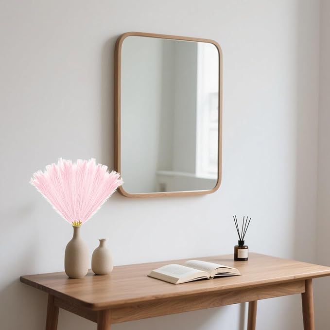 30 Pcs Light Pink Faux Pampas Grass, 17 Inches Artificial Pampas Grass Bulk, Short Fluffy Faux Pompas for Vase Filler, Home Boho, Wedding Anniversaries, Baby Shower Decoration