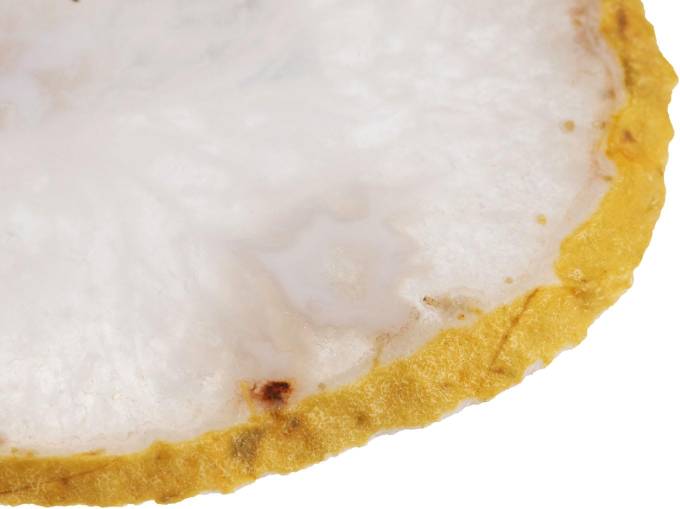 Luxury Lane Set of 4 Large Natural Brazilian Agate Slice Geode Rock Stone Drink Coasters with Wood Holder 4.3-4.7 inch Centerpiece Table Decoration, White