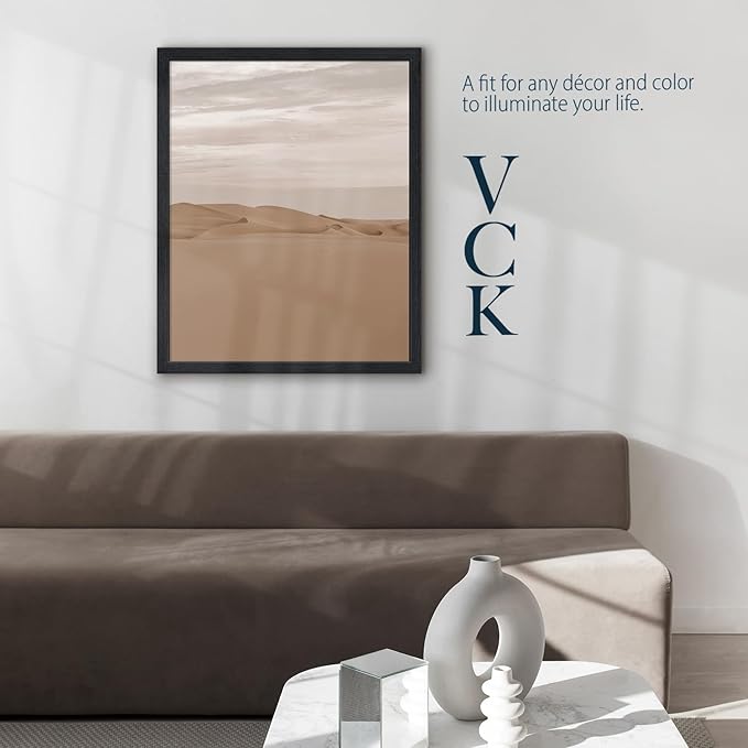 VCK 24x30 Poster Frame Black Oak - 3 Pack, Exclusive Natural Textured Solid Wood Picture Frame, Horizontal and Vertical Formats for Wall with Included Hanging Hardware