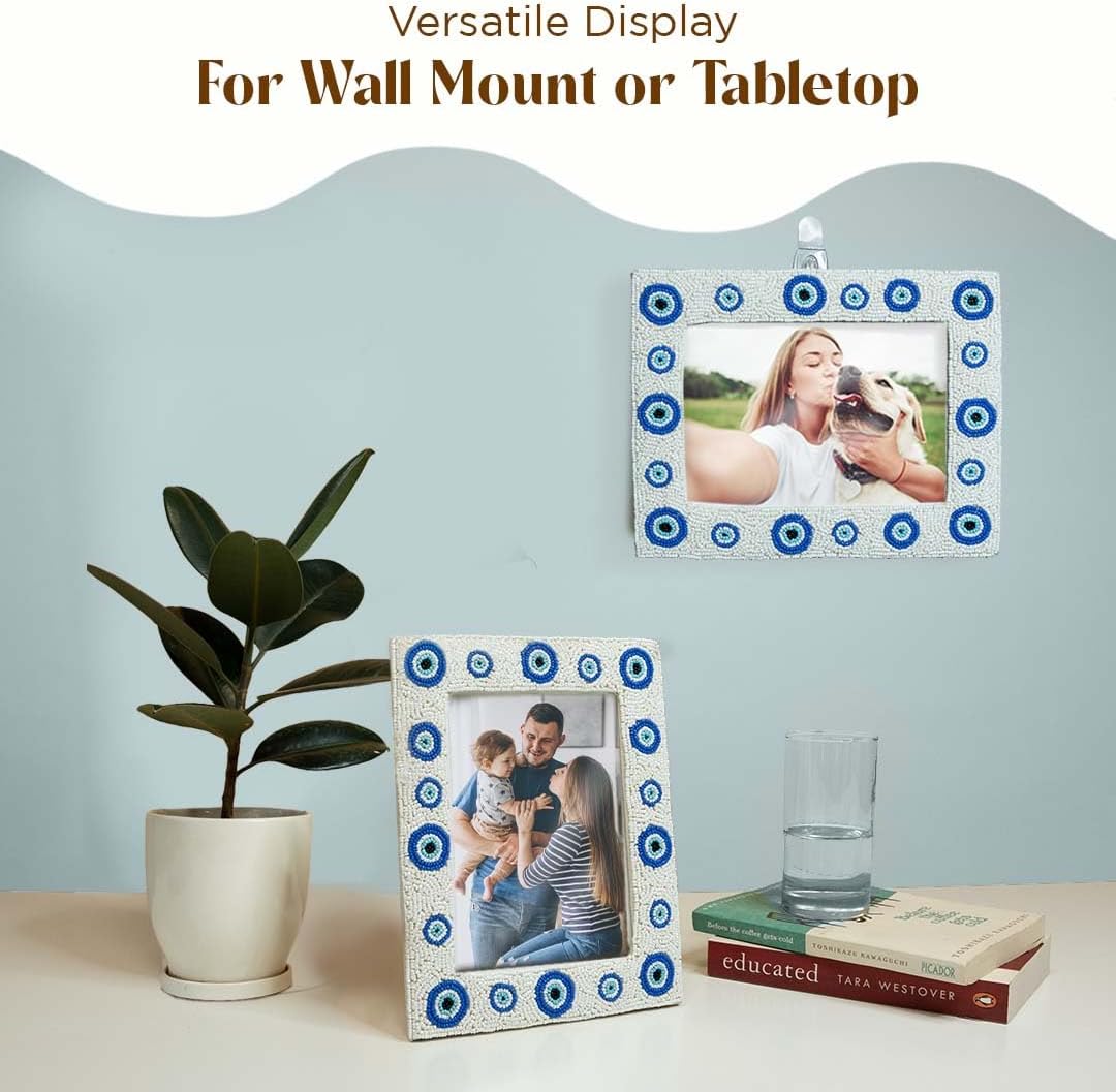 Folkulture 5x7 Picture Frames for Wall Décor, Photo Frame with Plexiglass, Vertical and Horizontal Formats Picture Frames 5x7, Wall Hanging or Tabletop Farmhouse Picture Frame