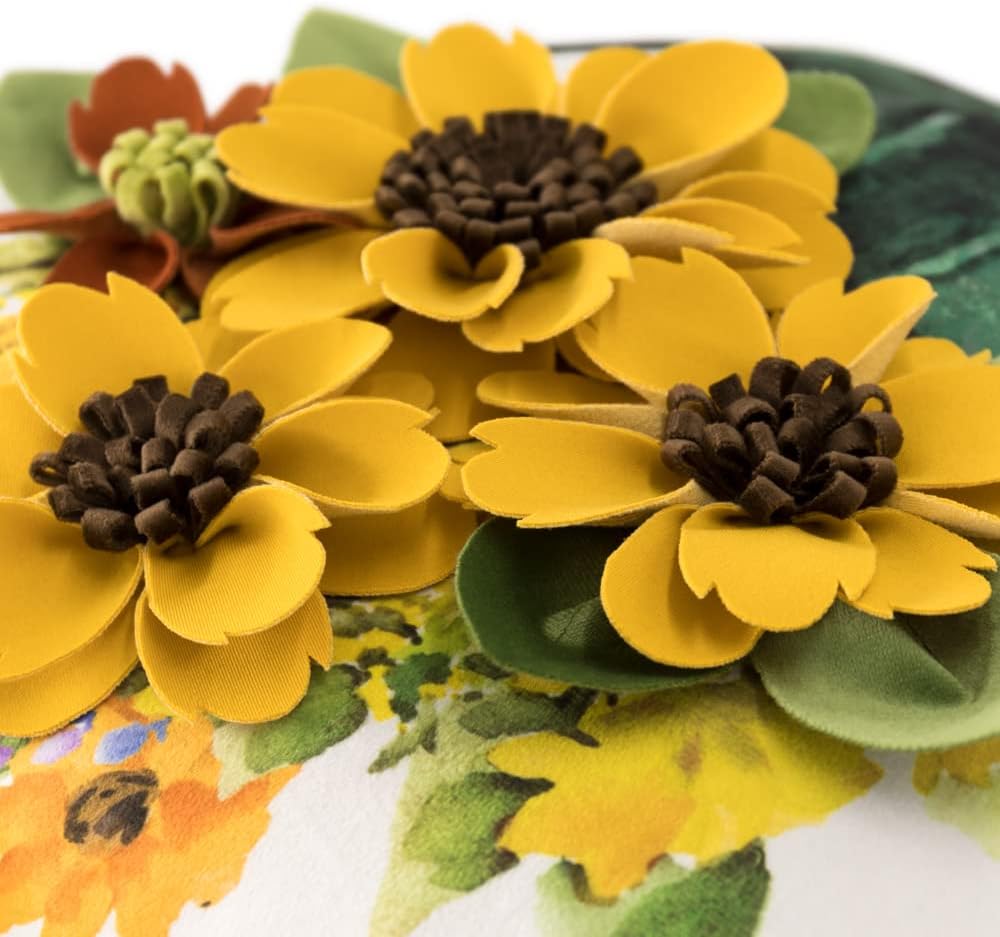 Decorative 3D Flower Throw Pillow Covers Accent Floral Flowerpot Pillowcases for Couch Bed Home Living Room Farmhouse Decor Yellow 18x18 Inch