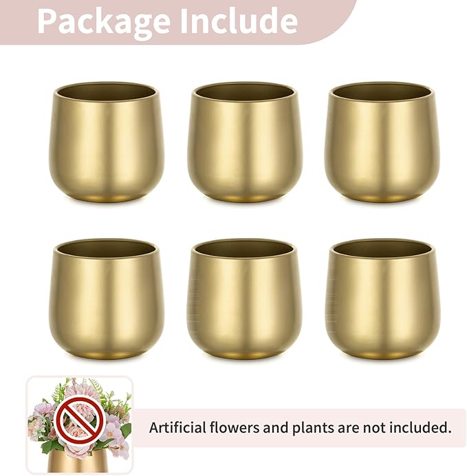 NUPTIO Small Gold Vases for Centerpieces: 6 Pcs 3.94 inch Flower Trumpet Vase Vintage Compote Vase Metal Urn Planter Plant Pots Flowers Bowls Pedestal for Wedding Party Table Centerpiece Decorations