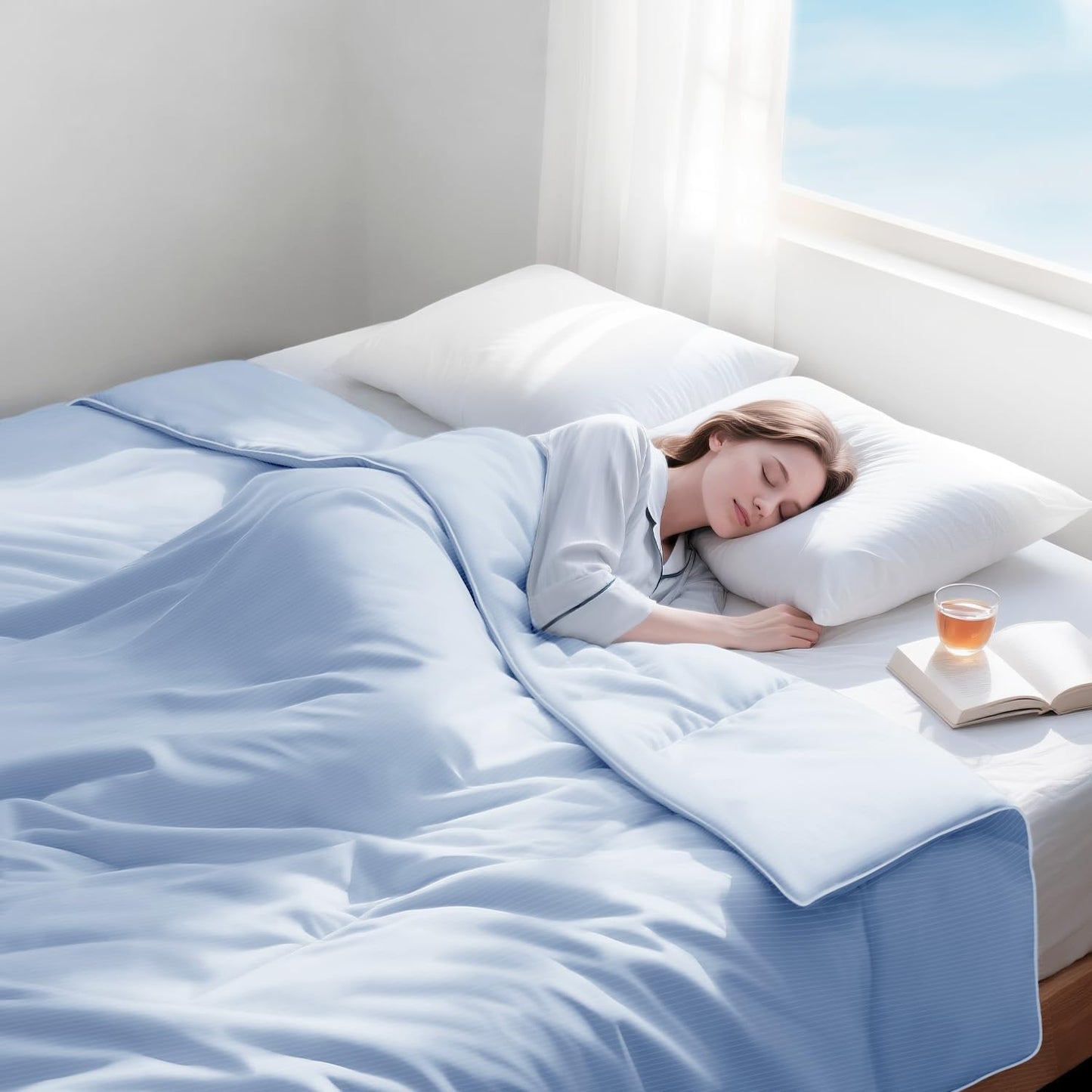 Degrees of Comfort Twin Cooling Comforter, Cooling Blanket for Hot Sleepers, Moisture-Wicking & Breathable, Upgraded Dual-Sided with Coolmax, Q-MAX>0.4, 60 x 90 Inch, Blue