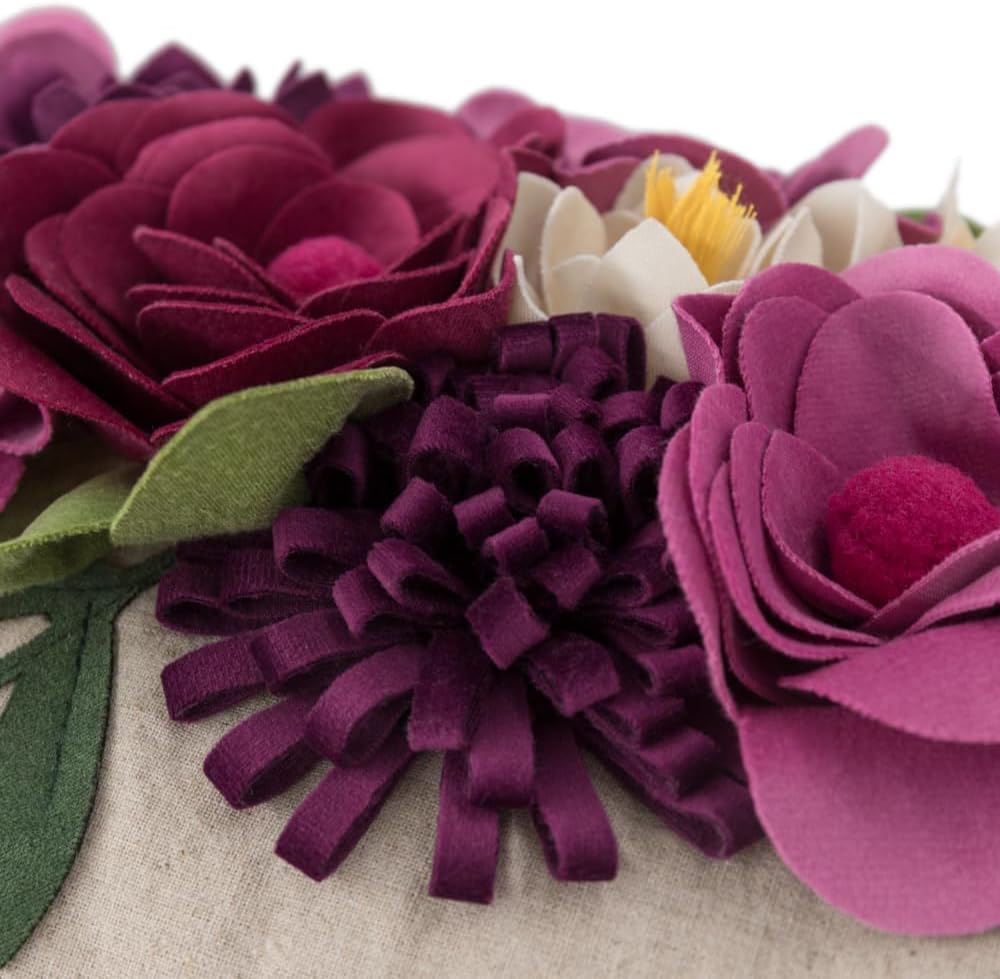 Decorative 3D Flower Throw Pillow Covers Accent Floral Pillowcases for Couch Bed Home Living Room Farmhouse Decor 12x20 Inch Magenta