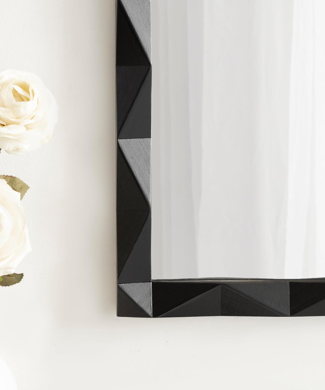 Kate and Laurel Endicott Modern Geometric Rectangle Wall Mirror, 24 x 36, Black, Rectangular Dimensional Pieced Wood Mirror for Use as Bathroom Mirror for Over Sink or Cute Nursery Mirror