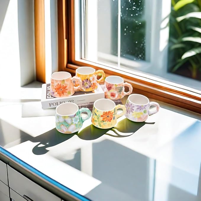 13oz ceramic mug, enlarged and thickened breakfast cup, suitable for spring, summer, autumn and winter, hand-painted cup, a personalized gift for girlfriend.