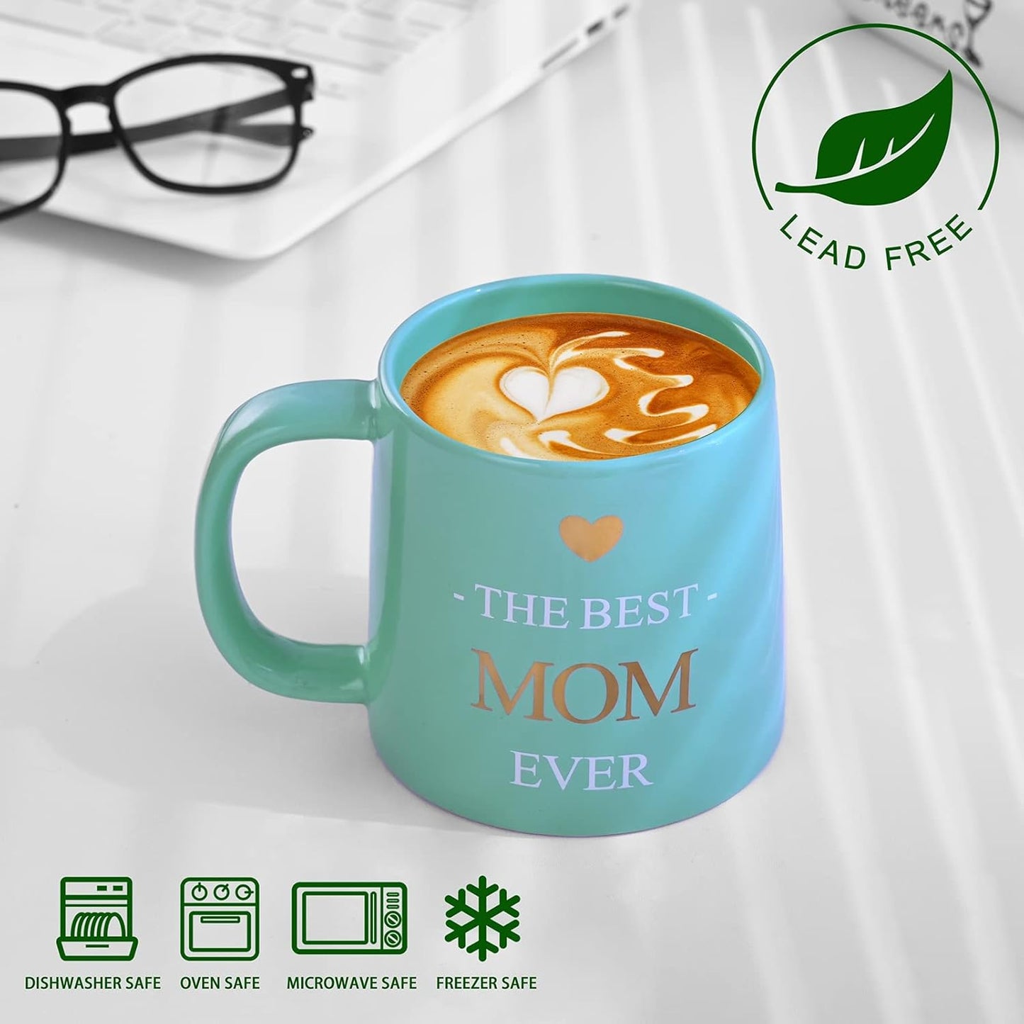 Miicol Funny Coffee Mug 16 oz, Cute Blue Coffee Cup, Large Ceramic Tea Mug, Gift Idea for Women, Mom, Tea Cup, Unique Gift for Birthday, Christmas, Mother's Day