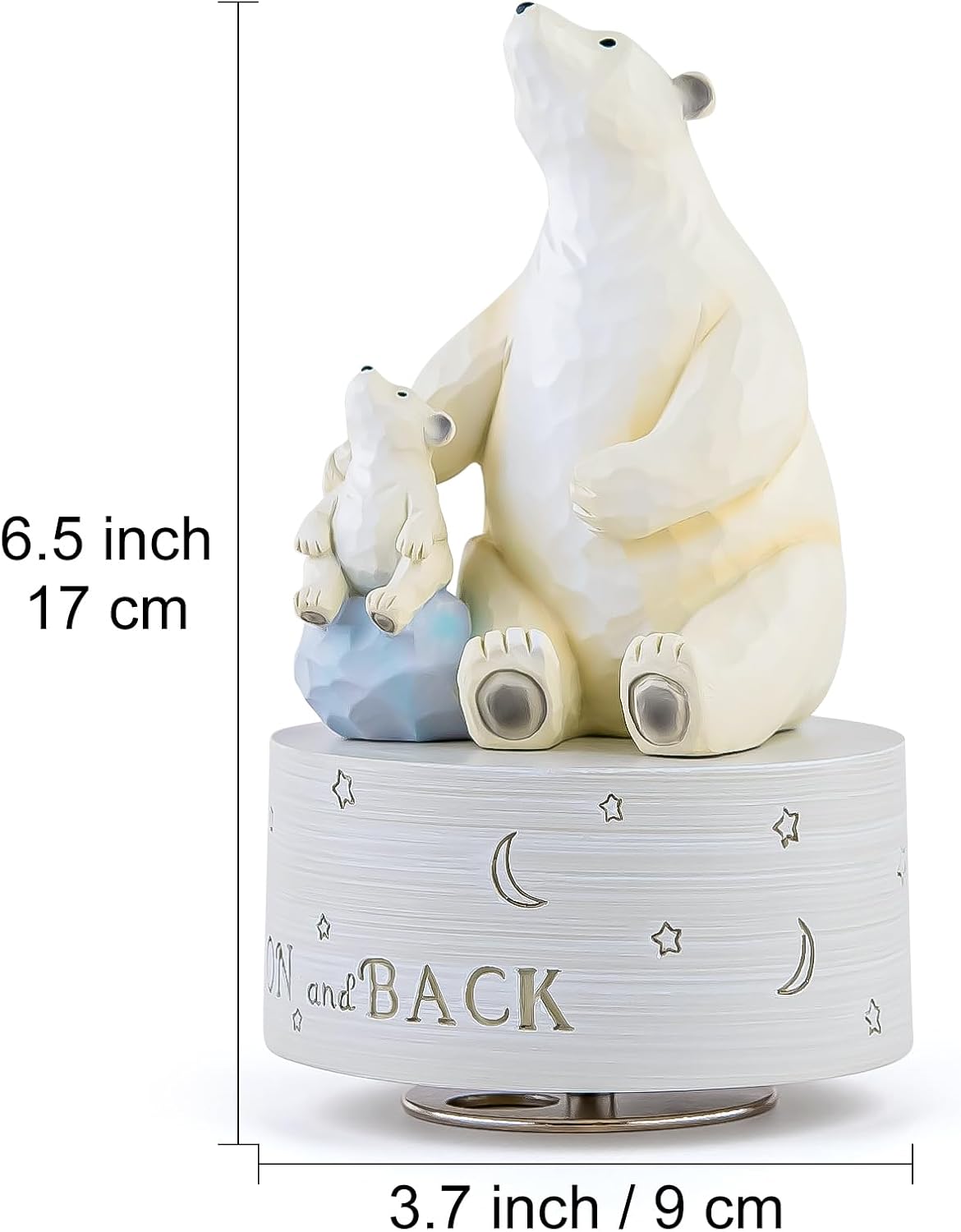 I Love You to The Moon and Back, Polar Bear Music Box, Musical Figurine Keepsake, Heartfelt Gift for Family and Loved Ones, Home Décor Collectible, Plays Twinkle, Twinkle, Little Star Melody