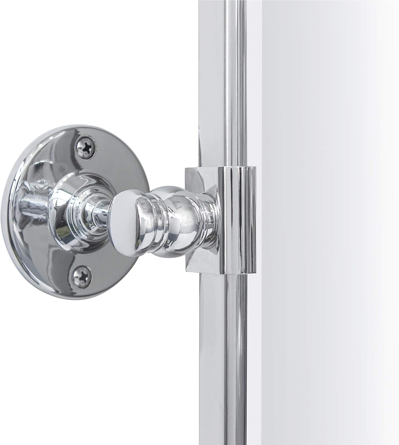 Farmhouse Chrome Metal Framed Pivot Rectangle Bathroom Mirror Rounded Rectangluar Tilting Beveled Vanity Mirrors for Wall, Overall 22.91 x 24 inches (Mirrror 19 x 24 inches)