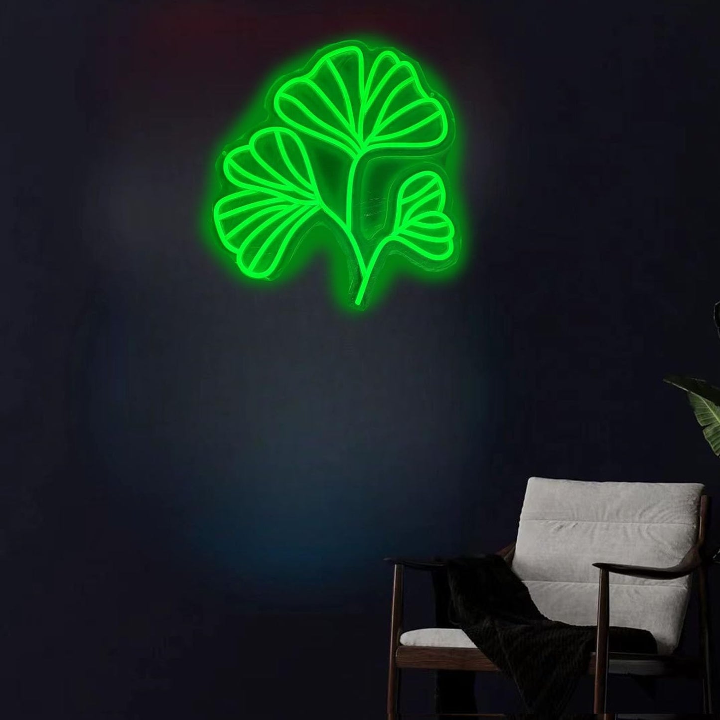 Green Leaf Neon Sign,Light Up Signs for Wall Decor,LED Night Light for Room Decor Camping Bar Birthday Party Wedding,14 * 10 in