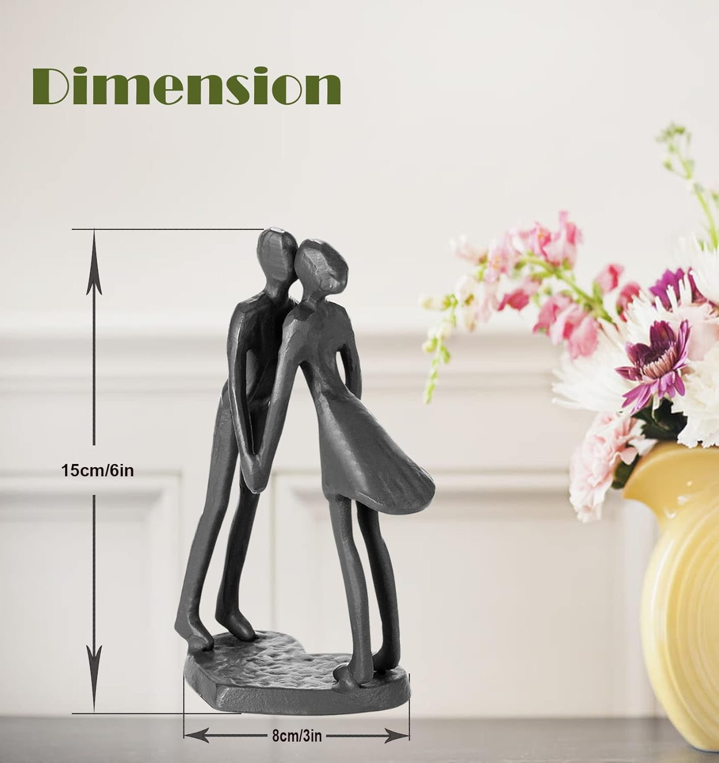 Couple Art Iron Sculpture, Metal Ornament Figurine,Handcrafted Iron Sculpture & Romantic Gift for Weddings and Anniversaries, Perfect for Home and Office Decor.