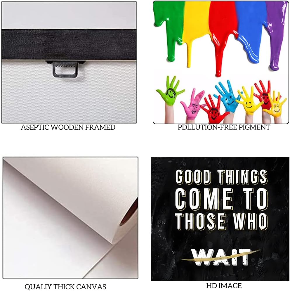 Black and White Letter Good Things Comes After Those Who Hustle Inspirational Posters and Prints Motivational Quote Art Wall Pictures for Living Room Office Framed Easy to Hang-24 Wx36 H