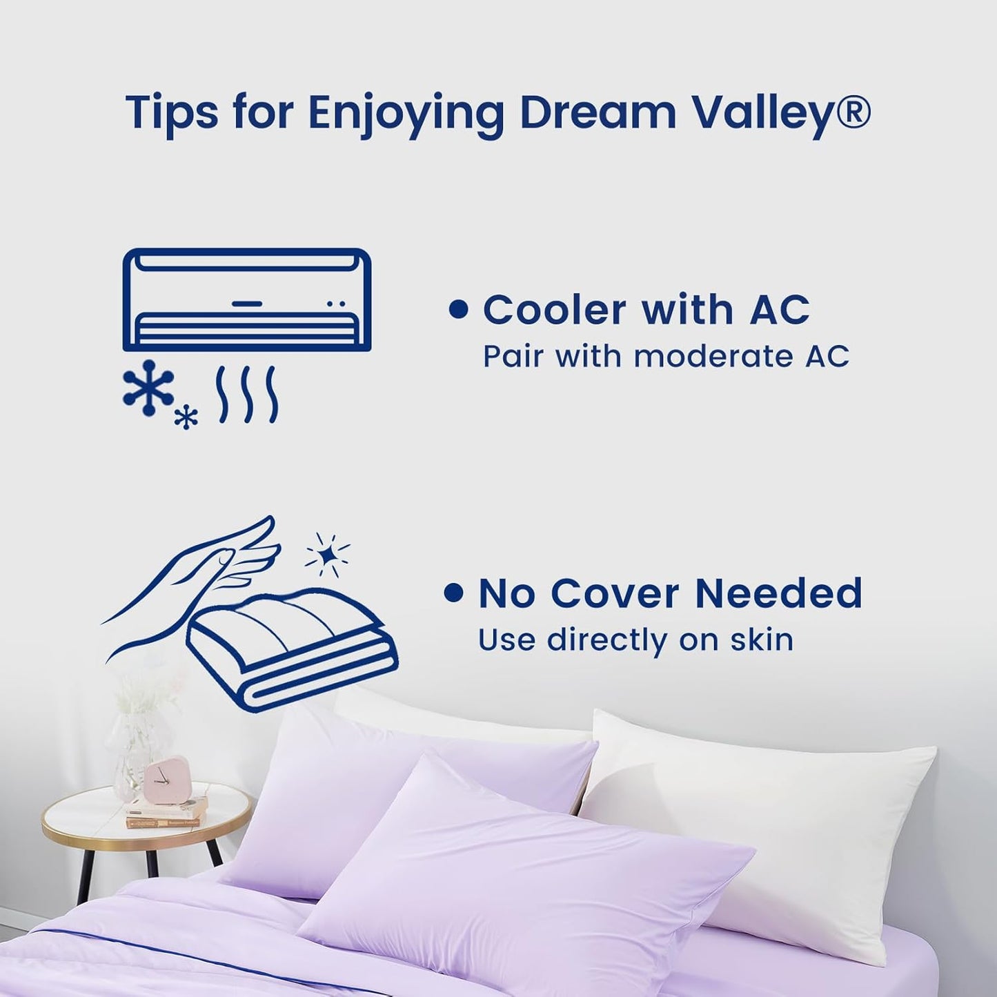 Dream Valley®Outlast®Cooling Comforter, NASA Temperature Regulation Technology Cooling Blanket, Q-Max > 0.4 Everlasting Cooling for Night Sweats, Hot Sleepers,Lavender Fog, Queen90 x90