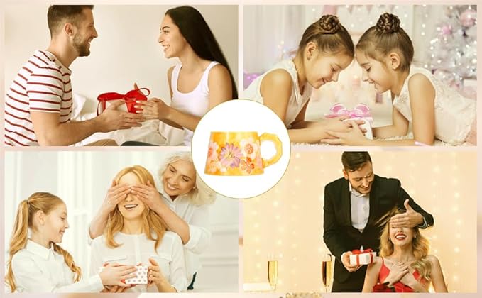 13oz ceramic mug, enlarged and thickened breakfast cup, suitable for spring, summer, autumn and winter, hand-painted cup, a personalized gift for girlfriend.