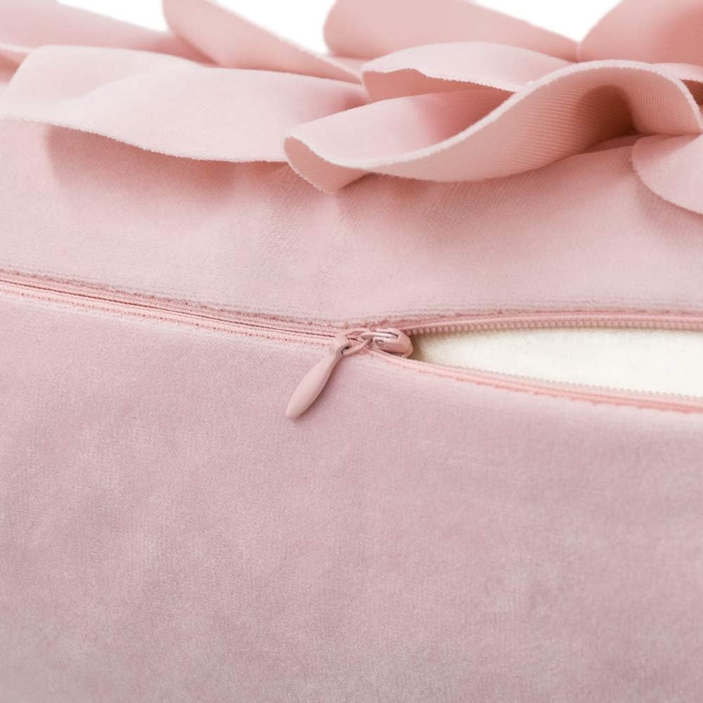 Decorative 3D Flower Throw Pillow Covers Handmade Pillowcases for Sofa Bed Home Room Decor 18 x 18 Inch Light Pink