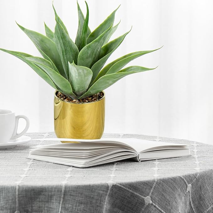 Large Faux Agave Plant 13" Artificial Aloe Vera Plants Fake Succulent Plants in Pot Realistic Agave Plant Artificial Potted Plants for Home Living Room Table Office Desk Bathroom Indoor Decor(Gold)