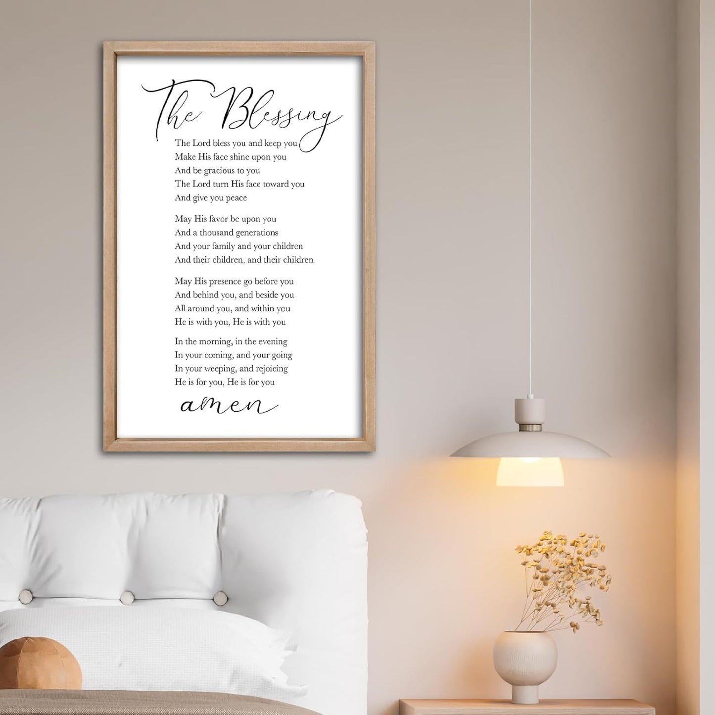 comurdyo The Blessing Bible Verse Wall Art Christian Decor for Home 16"×24" May The Lord Bless You And Keep You Scripture Sign Religious Bible Quotes Wall Decoration Wood Framed Hanging (Wood)