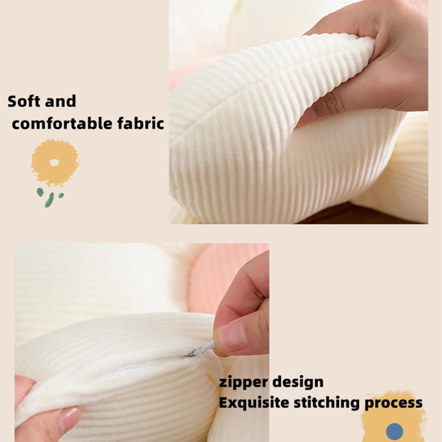 Flower Shaped Throw Pillow - Blue Flower Plush Throw Pillow for Floor Seating Cushions