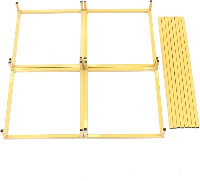 Metal Flower Stand for Wedding Centerpieces - Rectangular Geometric Gold Vase Stands for Home Party Event (2 Pcs, 15.74 inch)