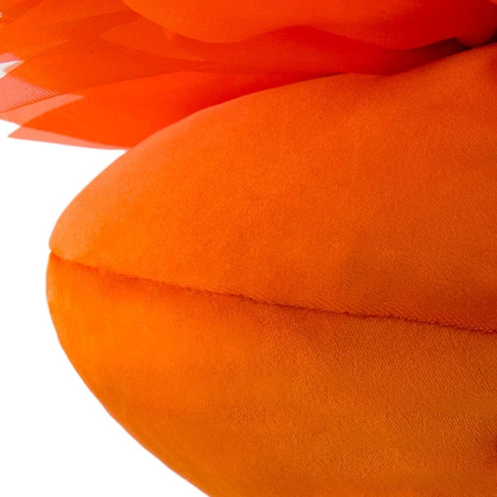 Hand-Stitched Round Decorative Flower Pillow Vibrant Orange 3D Sunflower Velvet Throw Pillow Cute Soft Floral Accent Cushion Boho Farmhouse Home Decor for Couch Bed Living Room Bedroom 14Inch