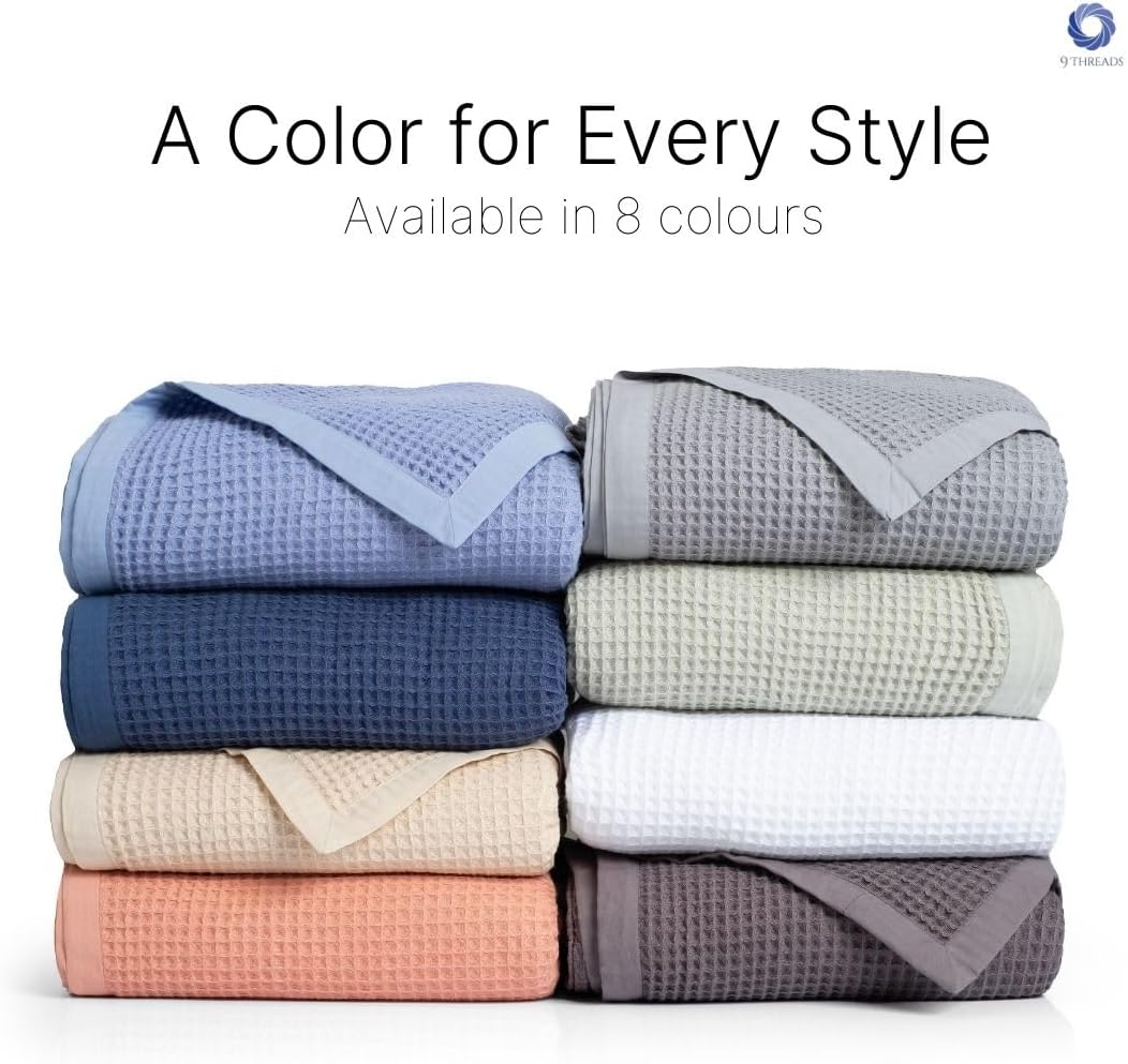 GOTS Certified Organic Cotton Waffle Weave Blanket, Throw Bed Blanket,50"X60" Cozy Throw Blanket for Couch, Modern Home Decor, Throw Blankets, Comfy Waffle Blanket & Soft Bed Blankets -White