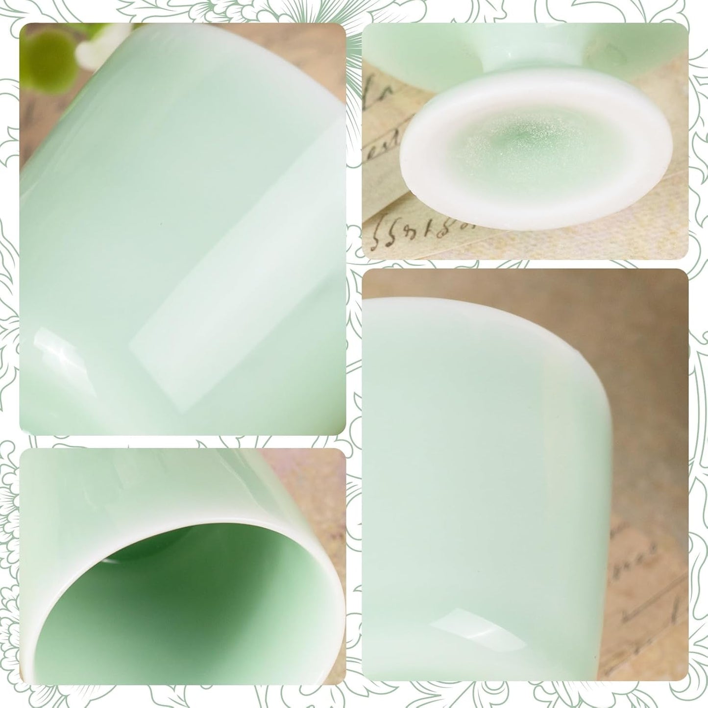 KAMMAK Ceramic Tea Cups Small, Cute Vintage Coffee Cup Set of 2, Porcelain Teacups Espresso Mug, 2.2oz Hand Painted Chinese Afternoon Tea Party Mugs, Birthday Gift for Women Men, Candy Plum