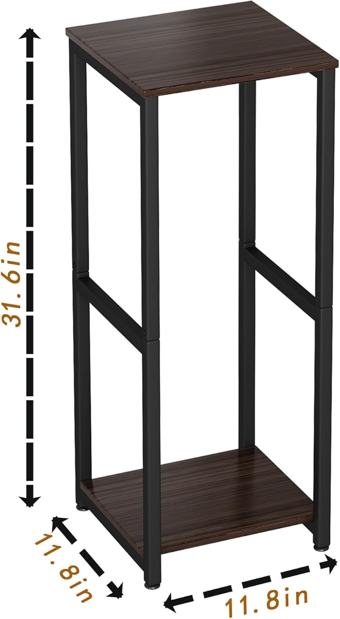Plant Stand Indoor Corner Tall 2 Tier Metal Modern Flower Storage Plant Shelf Holder for Living Room Balcony Garden,Black Oak (2 Tier-Black Oak)