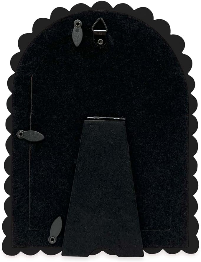 Isaac Jacobs 4x6 Matte Black Double Bauble Arch Photo Frame with Black Fabric Easel, Tabletop, Wall-Mountable, Shelf and Desk, Decorative Art Design, Home Décor (4x6, Matte Black)