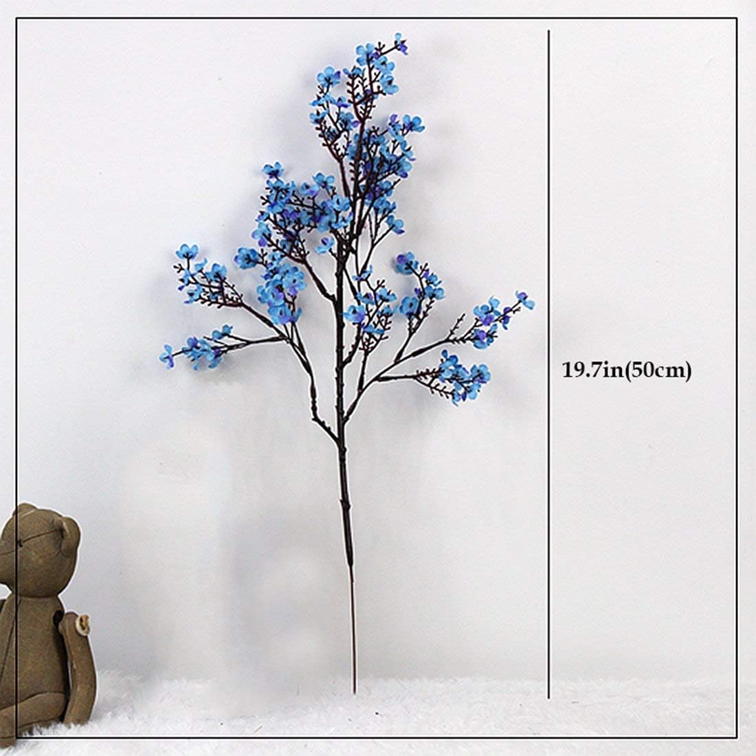 JAKY-Global Babys Breath Fabric Cloth Artificial Flowers 6 Bundle European Fake Silk Plants Decor Wedding Party Decoration Bouquets Real Touch DIY Home Garden(Blue)