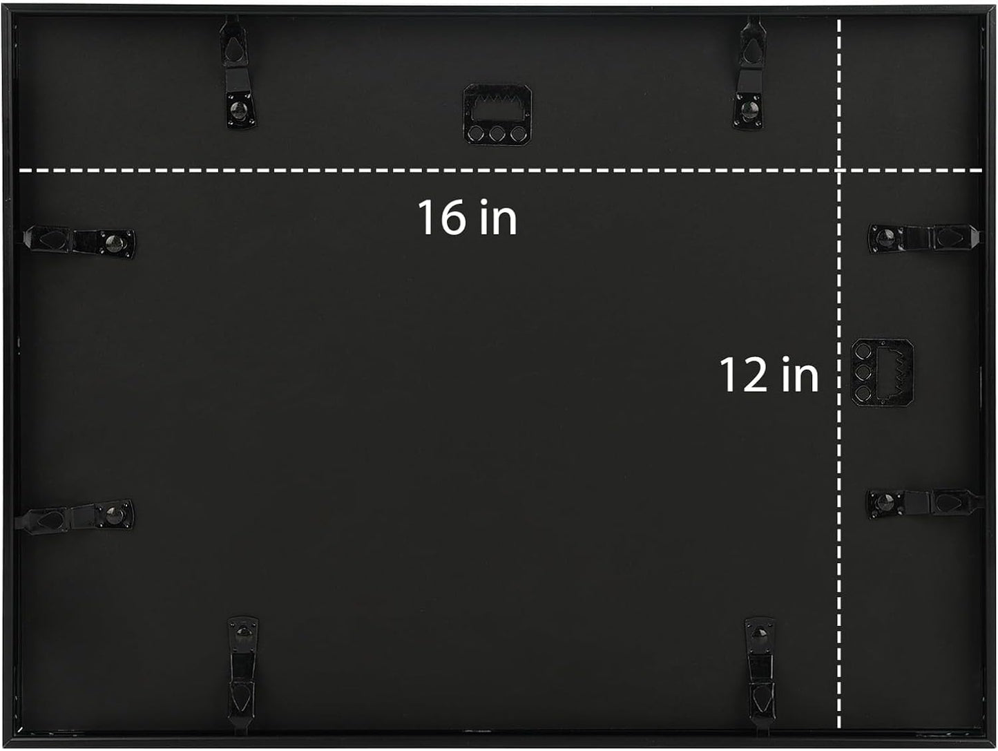 Frametory - 12x16 Aluminum Collage Picture Frame - Display 5x7 Pictures with 4 Openings Mat - Real Glass Front - Horizontal/Vertical Wall Mount - Black 1 Pack