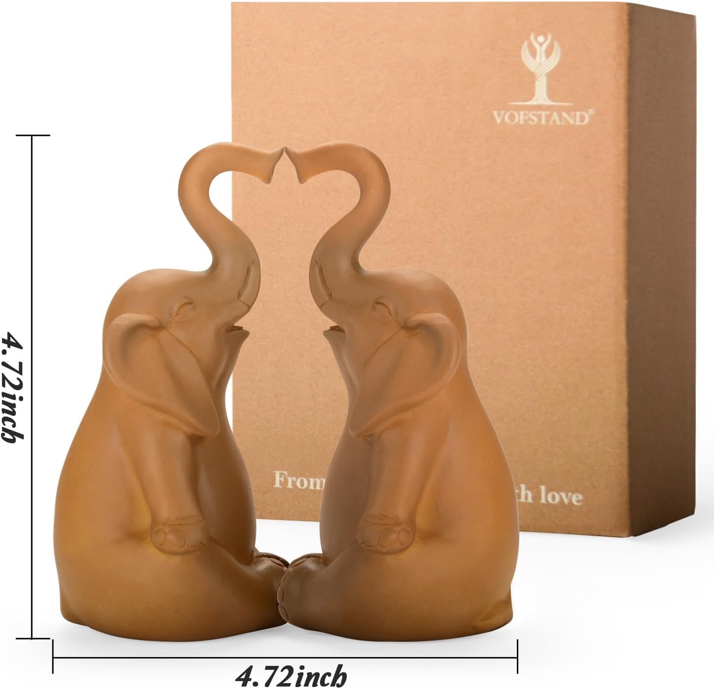 Loving Pair of Elephants, Elephant Statues for Home Decor, Elephant Figurines for Shelf, Table or Living Room, Symbol of Love and Harmony, Gift for Women, Mom