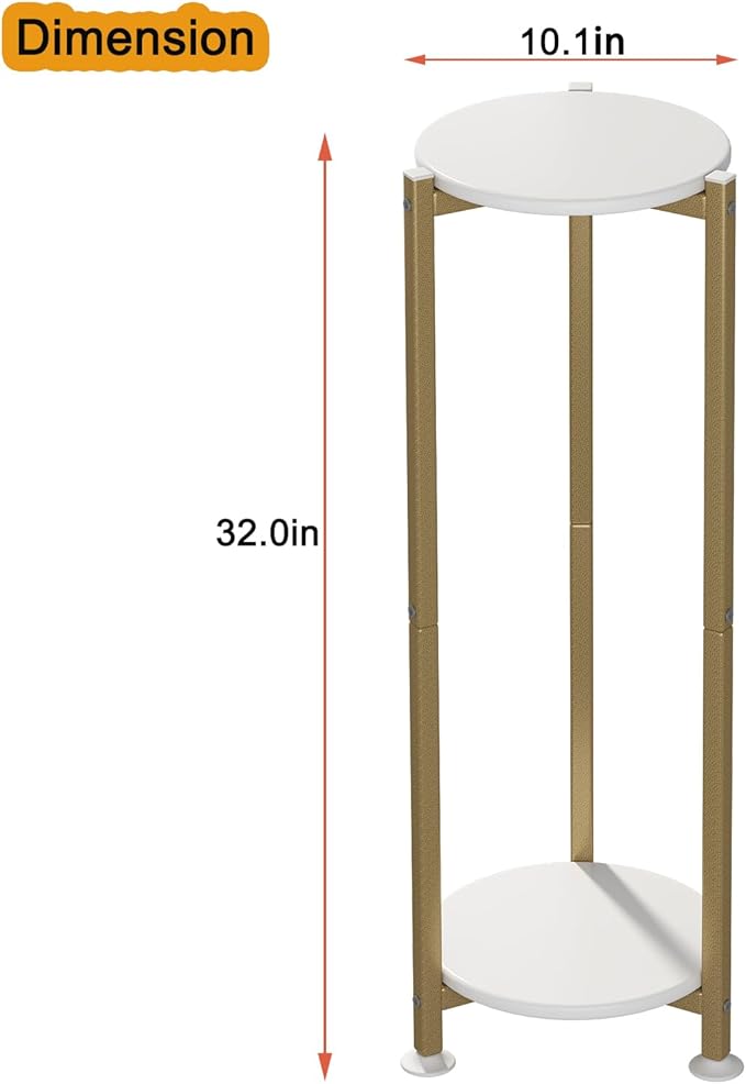 Plant Stand Indoor Corner Tall 2 Tier Metal Modern Flower Storage Plant Shelf Holder for Living Room Balcony Garden,Gold (2 Tier-Gold Round)