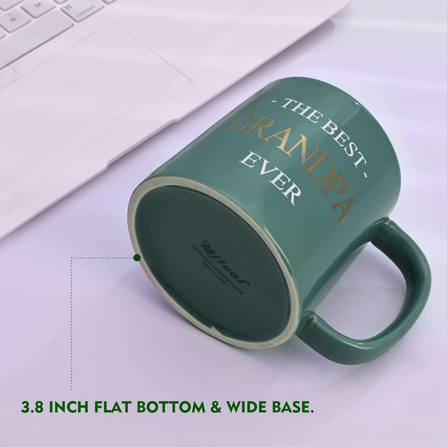 Miicol Funny Coffee Mug 16 oz, Large Ceramic Tea Mug, Gift Idea for Grandpa, Men, Cute Office Coffee Cup, Cyan Tea Cup, Unique Gift for Birthday, Christmas