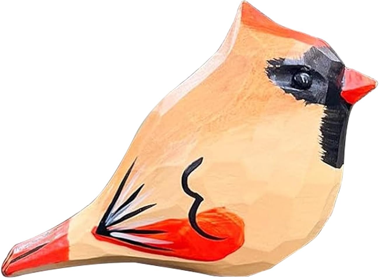 LWINGFLYER Wooden Female Cardinal Bird Figurines for Christmas Decoration, Artificial Bird Statue,Gift for Bird Lovers, Carved Small Animal Ornament Christmas Home Decor